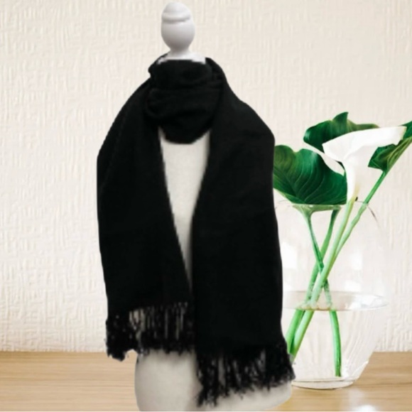 Accessories - Classic Black Fringe Scarf